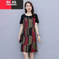 YIBUSHENG仿棉连衣裙女2023新款遮肚子显瘦中年妈妈洋气宽松大码裙子
