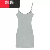 YIBUSHENG蓝色性感吊带连衣裙女季纯欲短裙辣妹修身紧身显身材包臀裙子