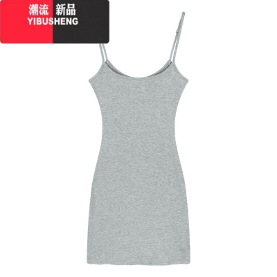 YIBUSHENG蓝色性感吊带连衣裙女季纯欲短裙辣妹修身紧身显身材包臀裙子