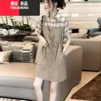 YIBUSHENGpolo连衣裙女2024新款小个子设计感小众欧洲站格子拼接衬衫裙子