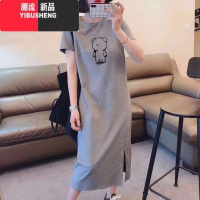 YIBUSHENG加长特长高个子2024季新款中长款宽松薄款短袖t恤女连衣裙
