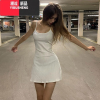 YIBUSHENGROCKMORE日清凉螺纹吊带裙简约基础收腰显瘦百搭小A字连衣裙潮