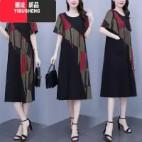 YIBUSHENG高端短袖连衣裙季时尚气质大码女装中年胖妈妈减龄炸街别致裙子