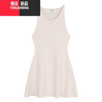 YIBUSHENG纯欲风性感无袖挂脖连衣裙女季修身小个子裙子收腰显瘦a字短裙