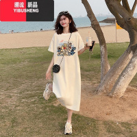 YIBUSHENG大码女装短袖t恤连衣裙季小个子胖mm宽松减龄显瘦长款裙子