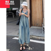 YIBUSHENG海边度假风法式吊带连衣裙女季设计感晕染长款小众独特别致裙子