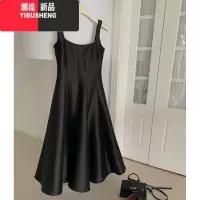 YIBUSHENG2024年春季新款赫本裙收腰温柔缎面光泽感收腰气质吊带连衣裙礼服