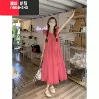 YIBUSHENG减龄甜美风飞飞袖连衣裙女季新款清新宽松设计感圆领长裙子chic