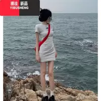 YIBUSHENG小个子辣妹性感紧身季2024新款花灰色修身显瘦短袖包臀连衣裙女