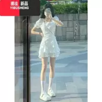 YIBUSHENG茶歇法式白色连衣裙女季新款小个子洋气质收腰泡泡袖蓬蓬短裙子