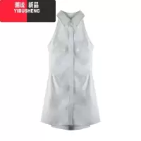 YIBUSHENG纯欲风短裙女辣妹挂脖连衣裙露肩衬衫裙季小个子收腰polo领裙子