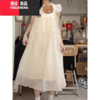 YIBUSHENG法式初恋小飞袖连衣裙女季2024新款小个子梨形身材海边度假长裙
