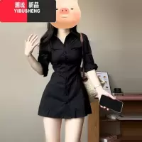 YIBUSHENG法式气质polo衬衫连衣裙女季2024新款设计感小众修身显瘦小黑裙