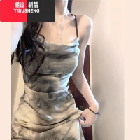 YIBUSHENG茶歇法式吊带连衣裙子女季2024新款油画收腰显瘦高级感气质长裙
