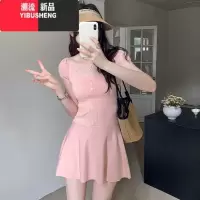 YIBUSHENG高端精致粉色收腰短款连衣裙子女季2024新款法式气质钓系约会裙