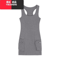 YIBUSHENG美式辣妹无袖背心连衣裙女季修身黑色工装裙子显瘦收腰包臀短裙