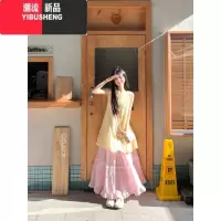 YIBUSHENGtinnbaby黄色碎花连衣裙女2024季新款温柔甜美仙气风叠穿短裙子