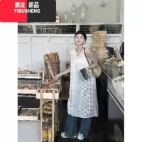 YIBUSHENG设计感蕾丝镂空背心连衣裙女装季开叉叠穿罩衫A字裙子