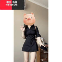 YIBUSHENG大码胖mm法式纯欲辣妹收腰显瘦衬衫连衣裙女季新款修身气质短裙