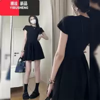 YIBUSHENG收腰小黑裙黑色连衣裙女鱼骨裙子套装2024新款季小个子辣妹短裙