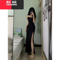 YIBUSHENG高开叉性感小妈包臀吊带连衣裙女2024春季新款风情万种的长裙子