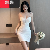 YIBUSHENG纯欲性感低胸吊带连衣裙女2024新款夜场辣妹蹦迪弹力包臀短裙子