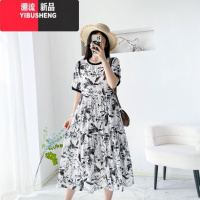 YIBUSHENG棉绸连衣裙女季新薄款小个子设计感休闲宽松显瘦人造棉碎花裙子