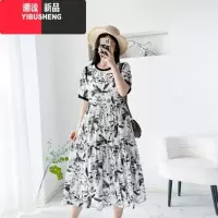 YIBUSHENG棉绸连衣裙女季新薄款小个子设计感休闲宽松显瘦人造棉碎花裙子