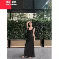 YIBUSHENG法式纯欲紫色背心裙女季气质垂感缎面连衣裙无袖鱼尾裙包臀长裙