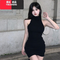 YIBUSHENG纯欲辣妹风高领无袖连衣裙女性感高级感收腰显瘦气质打底包臀短裙