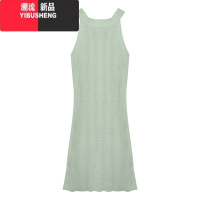 YIBUSHENG纯欲风挂脖无袖针织裙连衣裙女季气质收腰包臀裙短裙子