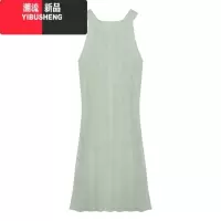 YIBUSHENG纯欲风挂脖无袖针织裙连衣裙女季气质收腰包臀裙短裙子