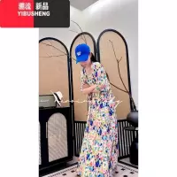 YIBUSHENG[向云端]HL棉绸季浪漫法式方领大裙摆口袋连衣裙宽松长裙