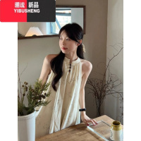 YIBUSHENG2024新款新中式国风复古季连衣裙长裙气质度假无袖休闲宽松少女