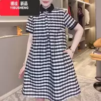 YIBUSHENG2024年季新款气质显瘦减龄休闲裙子女时尚小个子拼接格子连衣裙