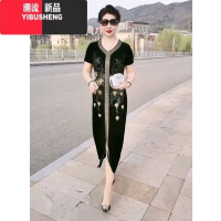 YIBUSHENG2024季新款复古高端阔太太休闲时尚大码宽松显瘦气质减龄连衣裙