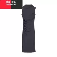 YIBUSHENG深灰色修身无袖背心连衣裙女装季裙子收腰弹力包臀裙气质中长裙