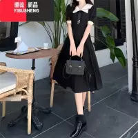 YIBUSHENG微胖mm学院风收腰连衣裙季大码减龄显瘦中长裙梨型别致设计感