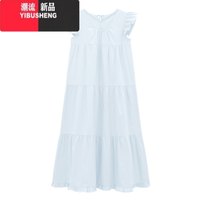 YIBUSHENG温柔甜美飞飞袖气质连衣裙女季2024新款宽松显瘦简约度假风长裙
