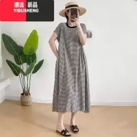 YIBUSHENG棉绸连衣裙女2024年季薄款宽松气质显瘦开叉大摆裙人造棉沙滩裙