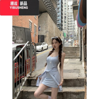 YIBUSHENG辣妹纯欲设计感吊带裙连衣裙女季收腰包臀裙修身短裙子