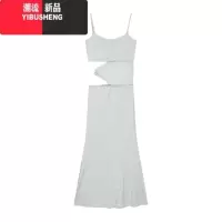YIBUSHENG纯欲风性感黑色吊带连衣裙女季修身镂空长裙显身材收腰包臀裙子
