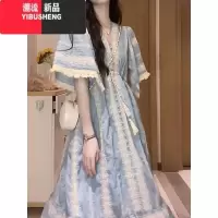 YIBUSHENG波西米亚民族风刺绣海边度假风连衣裙女季新款法式茶歇气质裙子