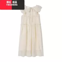 YIBUSHENG茶歇法式小飞袖连衣裙女季2024小个子公主初恋清纯奶甜美长裙子
