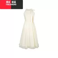 YIBUSHENG法式茶歇挂脖系带连衣裙女收腰显瘦蕾丝气质温柔风无袖背心长裙