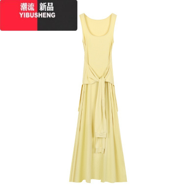 YIBUSHENG假两件绑带背心连衣裙女季设计感修身包臀裙辣妹长裙