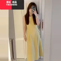 YIBUSHENG法式无袖背心吊带黄色连衣裙子女季2024新款小个子梨型气质长裙