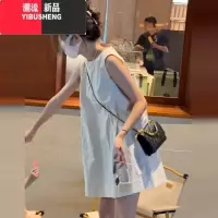 YIBUSHENG小个子无袖背心连衣裙子女装季2024新款气质绝美看海边度假