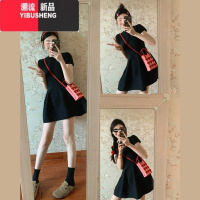 YIBUSHENG高级感显瘦小黑裙2024新款简单大方得体韩系微胖女生连衣裙子季