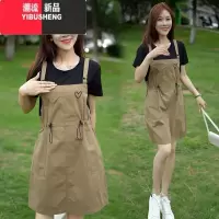 YIBUSHENG大码女装连衣裙2024季新款小个子胖mm遮肚显瘦背带裙假两件裙子